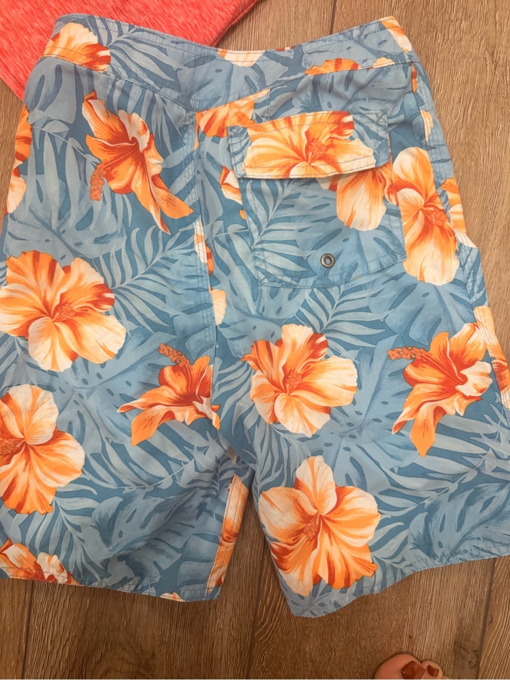 Quiksilver Light Blue Swim Trunks w Subtle Hibiscus Accent Hannah swimshirt 0331 - Picture 3 of 5